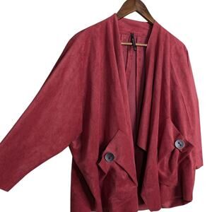 IC Collection Faux Suede Jacket Small Draped Open Front Lagenlook Oversized